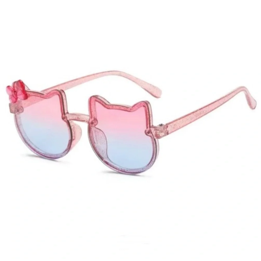 Children Summer Sunglasses Cat Bow with Case in Pink and Blue